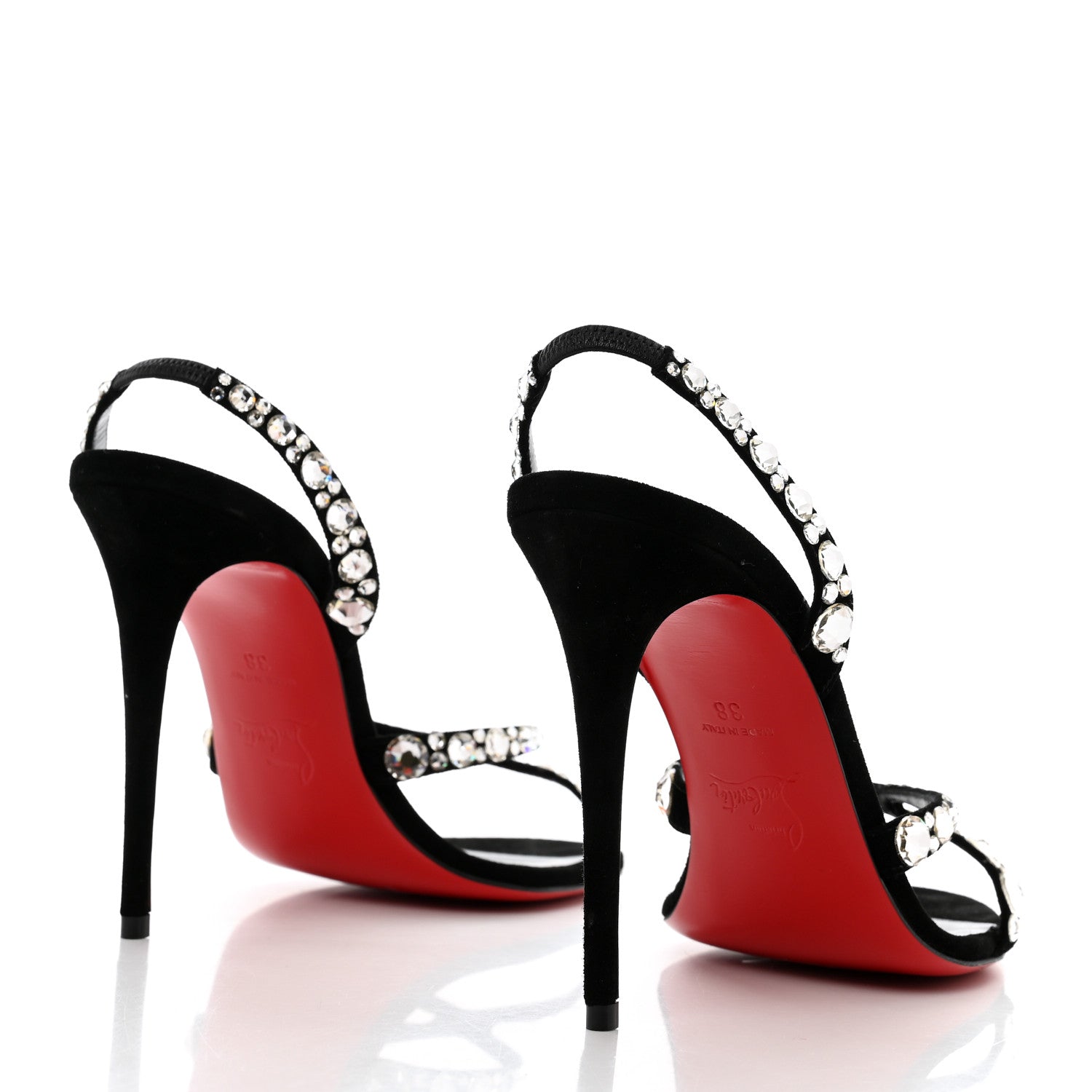 Christian Louboutin Veau Velours Crystal Embellished Emilie 100 Sandals 38 Black 4 of 9