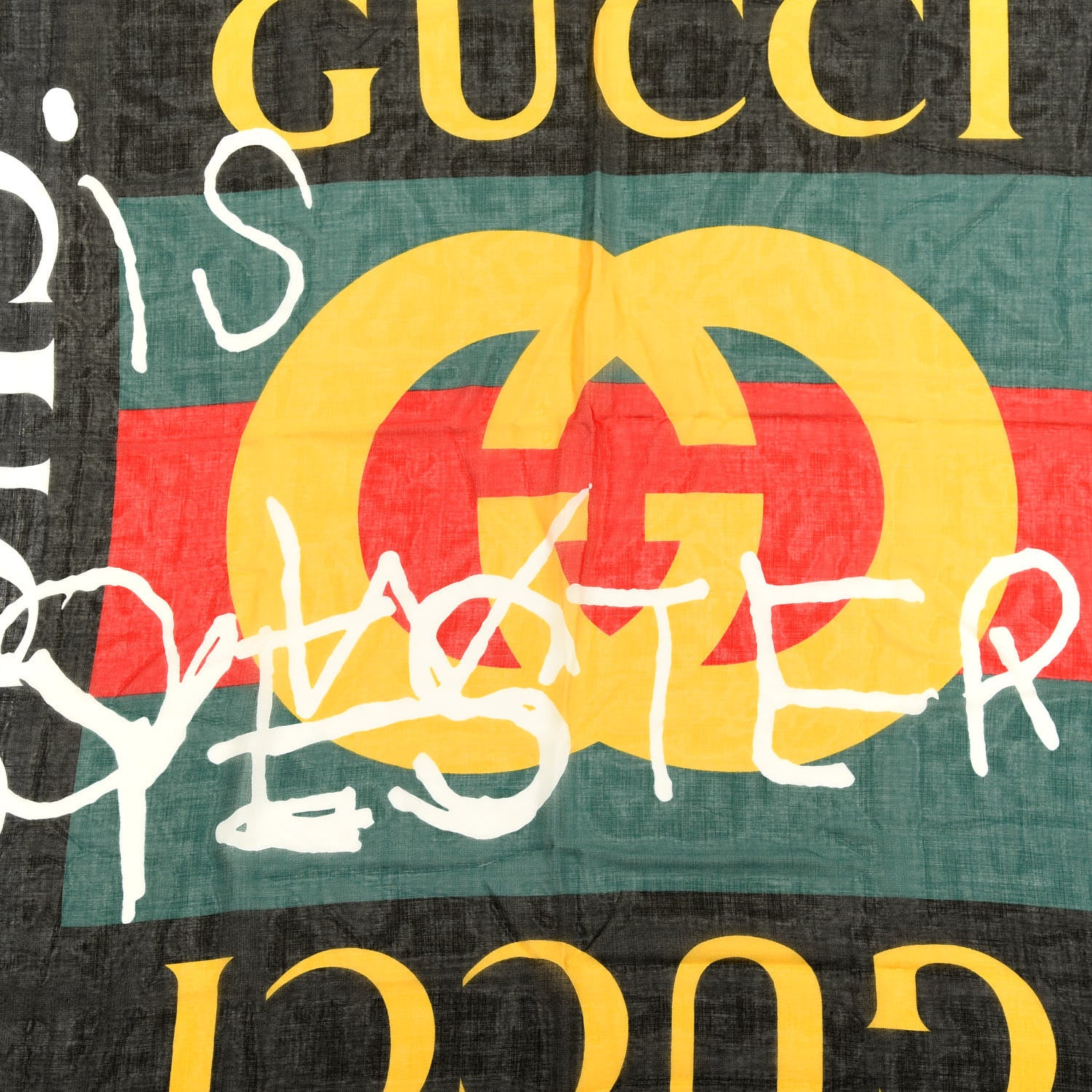 Gucci Modal Silk Coco Capitan Logo Square Scarf Black 2 of 4