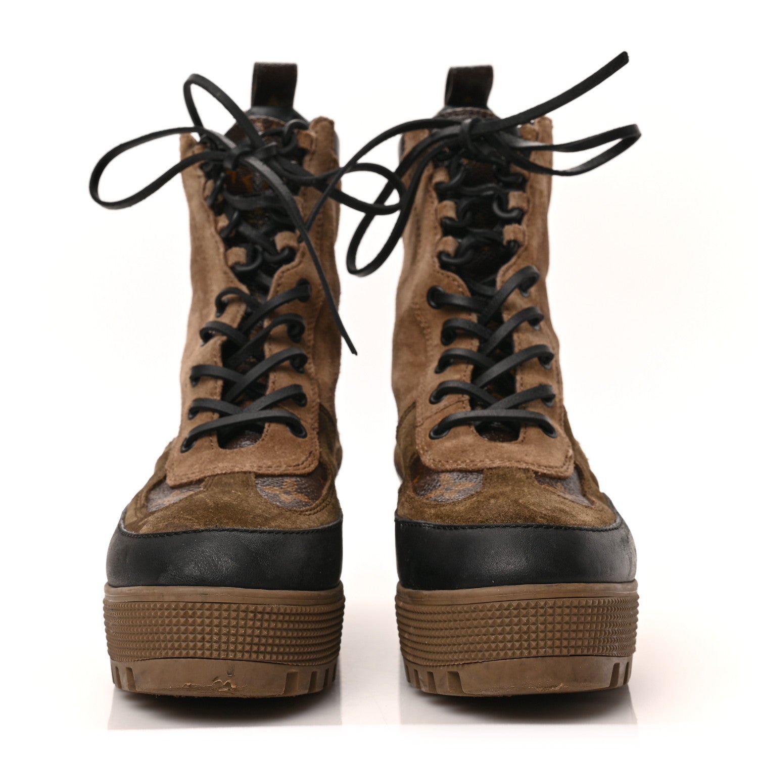 Louis Vuitton Suede Calfskin Monogram Laureate Platform Desert Boots 36 Taupe 2 of 6