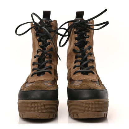 Louis Vuitton Suede Calfskin Monogram Laureate Platform Desert Boots 36 Taupe 2 of 6