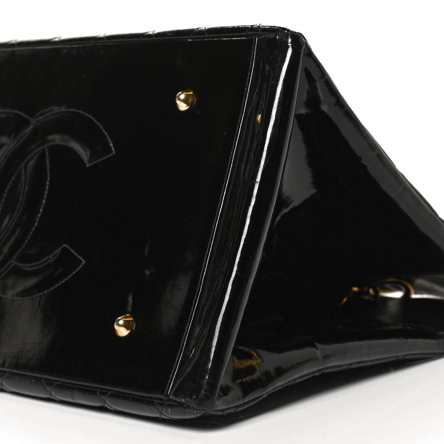 Chanel Patent Quilted Grand Shopping Tote GST Black 10 of 10