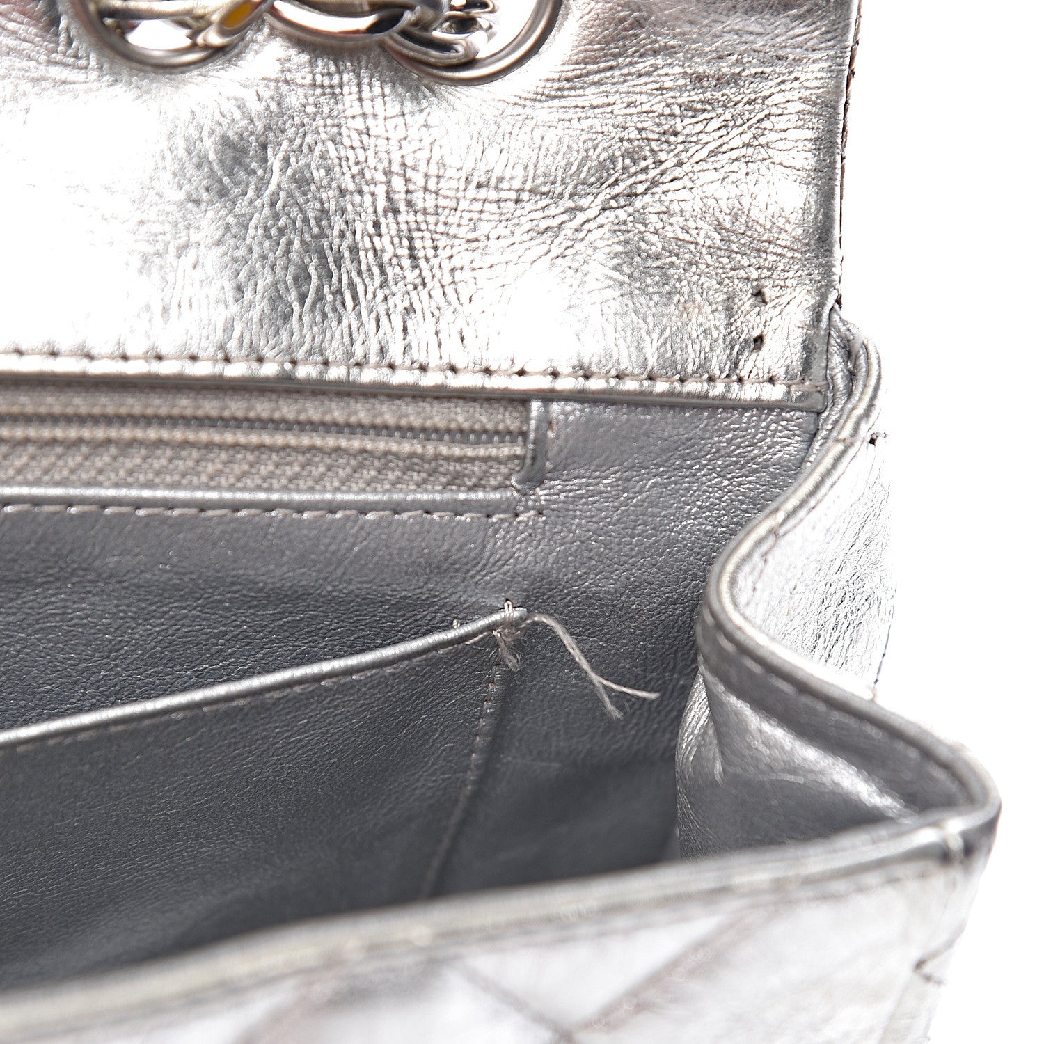 Chanel Metallic Aged Calfskin Quilted Jumbo Single Flap Silver 8 of 23