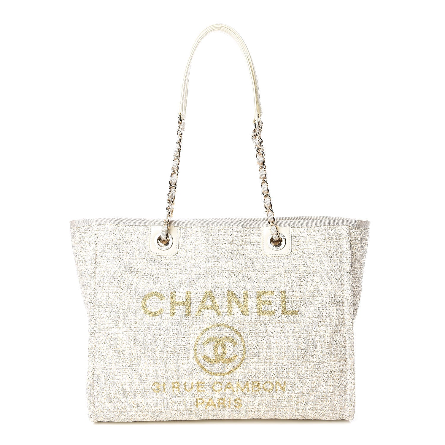 Chanel Woven Straw Raffia Small Deauville Tote Light Beige 1 of 10