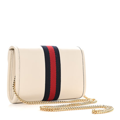 Gucci Textured Calfskin Web Mini Rajah Slim Flap Shoulder Bag Mystic White 3 of 10