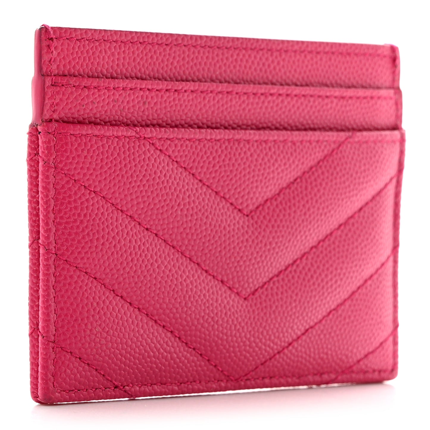 Grain De Poudre Matelasse Chevron Monogram Credit Card Case Fresh Fuxia