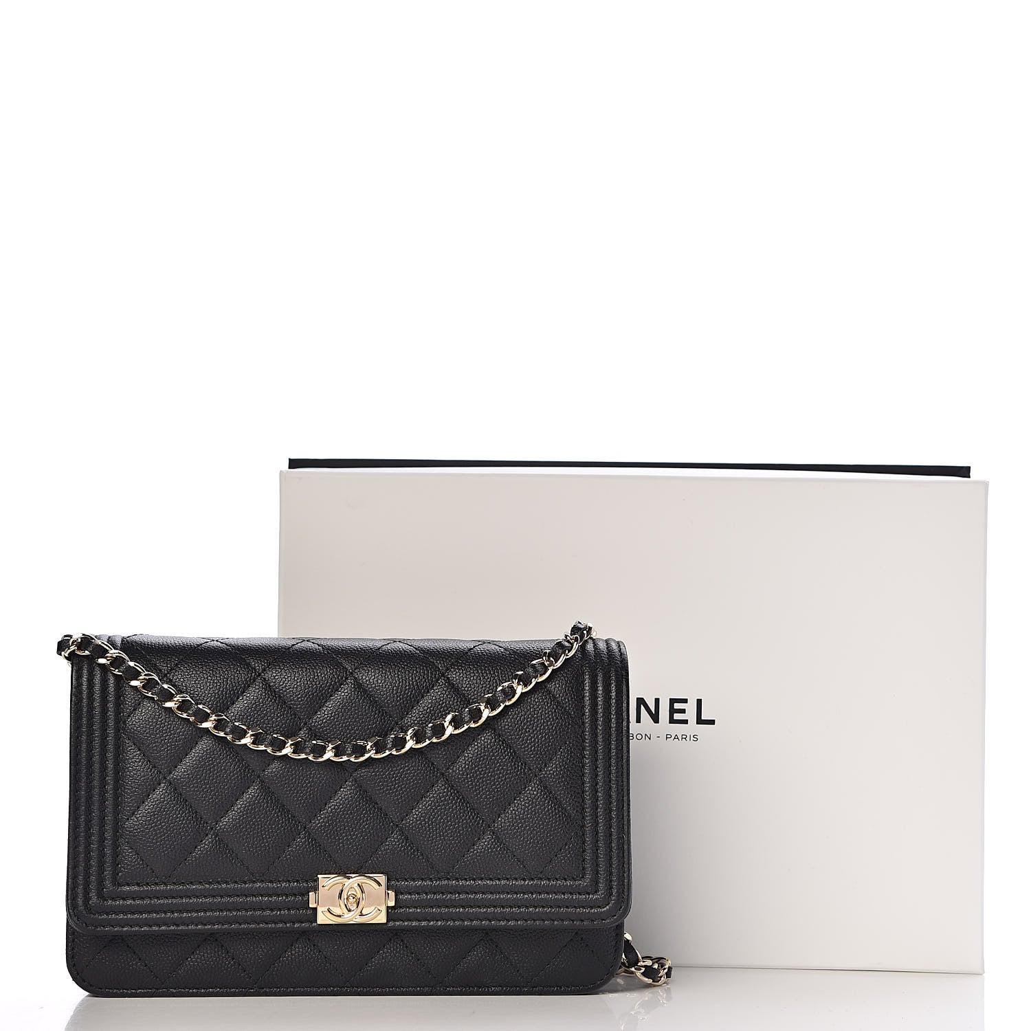 Chanel Caviar Quilted Boy Wallet On Chain WOC Black 12 of 12
