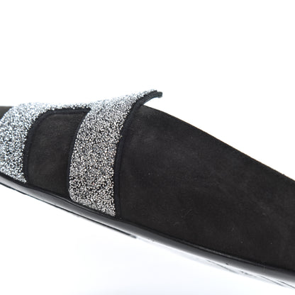 Hermes Suede Goatskin Crystal Roxane Mules 36.5 Gris Argente Black 8 of 15