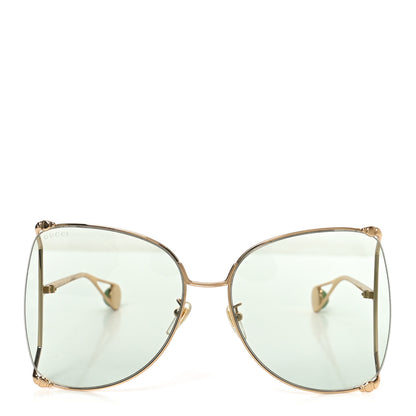 Gucci Oversized Round Sunglasses GG0252S Gold Green 2 of 7
