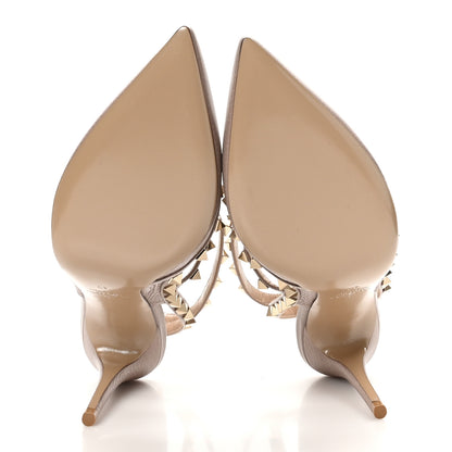 Valentino Garavani Pebbled Calfskin Rockstud Ankle Strap Pumps 40 Poudre 6 of 8