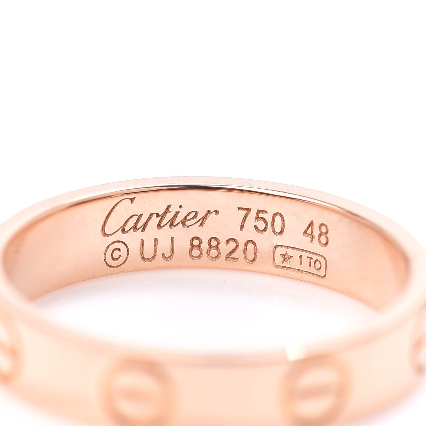 18K Pink Gold 3.5mm LOVE Wedding Band Ring 48 4.5