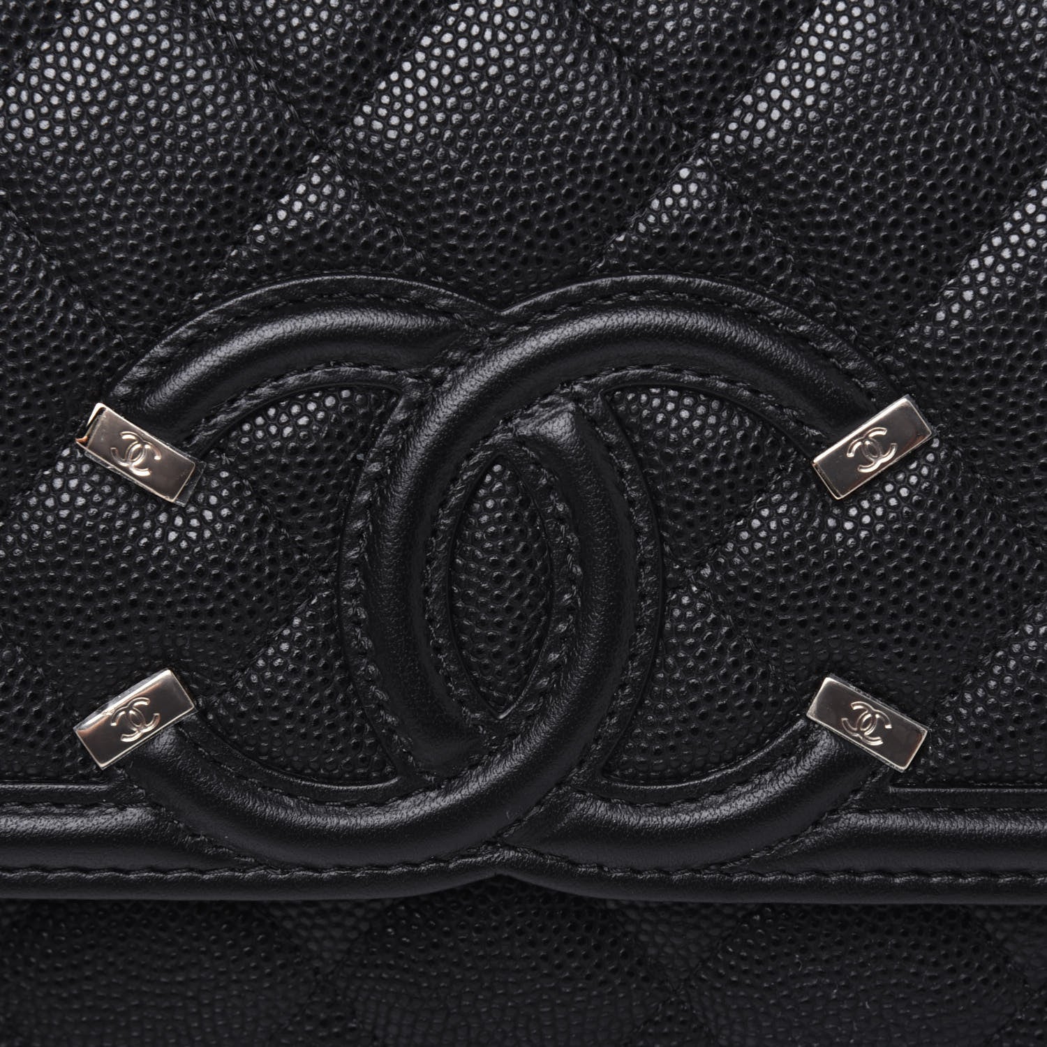 Chanel Caviar Quilted CC Filigree Wallet On Chain WOC Black 12 of 13