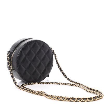 Chanel Caviar Quilted Round Clutch With Chain Black 3 of 10