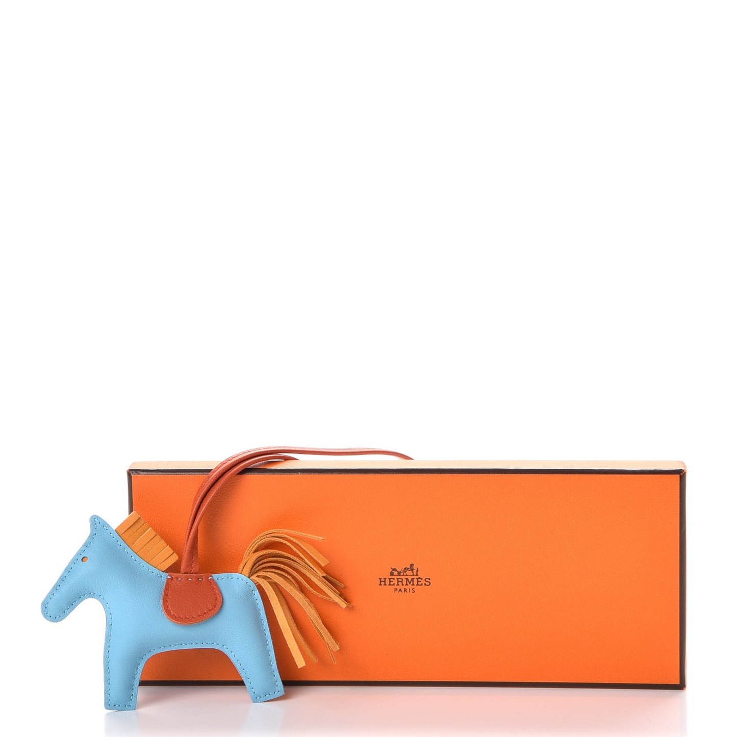Milo Lambskin Grigri Rodeo Horse Bag Charm PM Celeste Naturel Bouton D'Or Cornaline