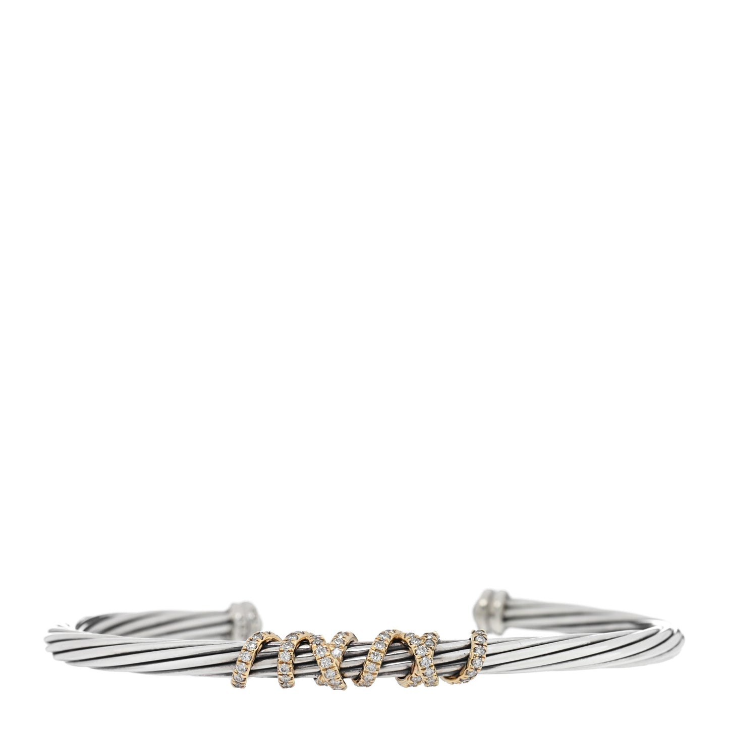 Sterling Silver 18K Yellow Gold Diamond 4mm Helena Station Bracelet