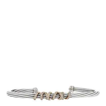 David Yurman Sterling Silver 18K Yellow Gold Diamond 4mm Helena Station Bracelet 1 of 3