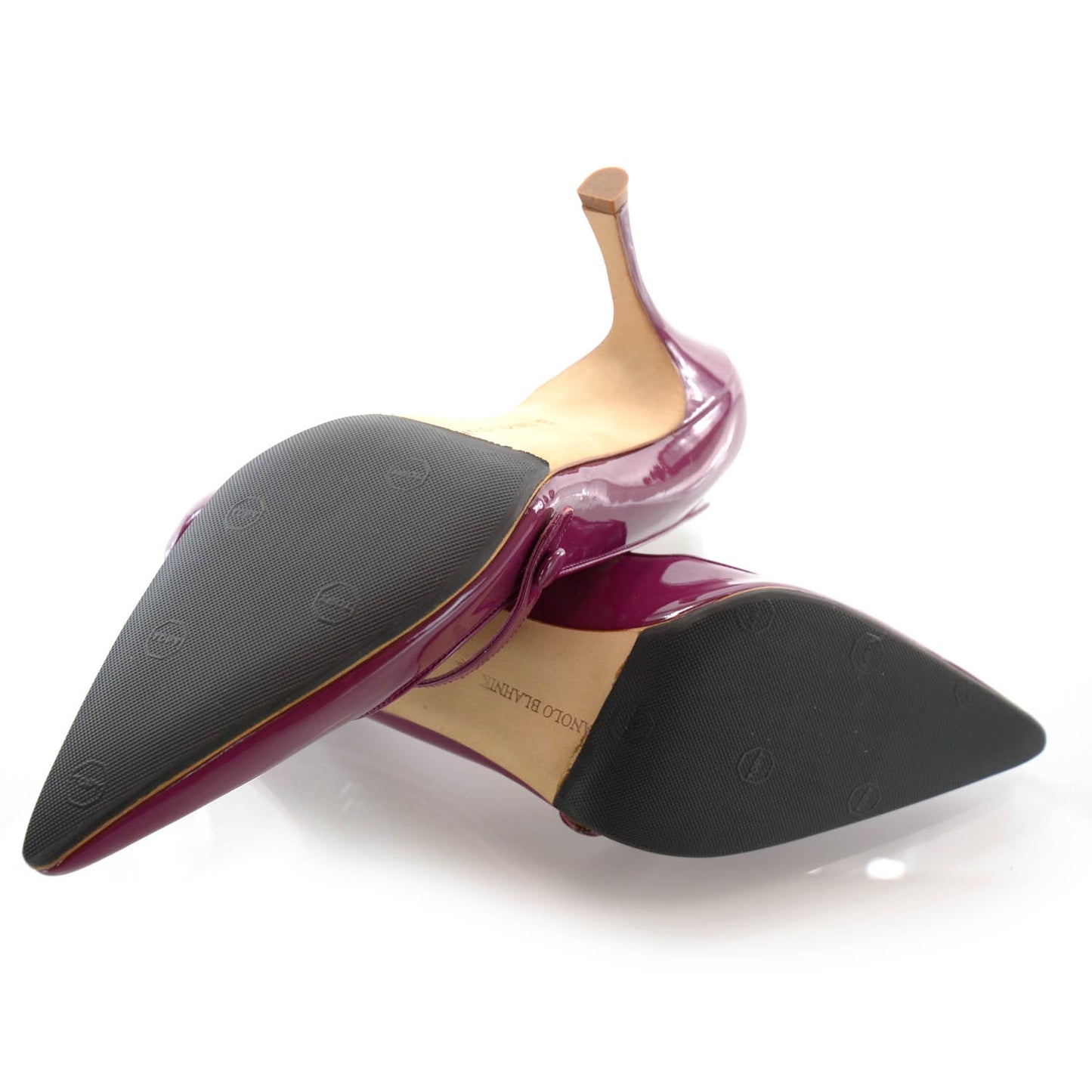 MANOLOBLAHNIKPatentCampariHeels40Burgundy