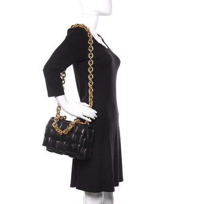 Bottega Veneta Lambskin Maxi Intreccio Padded Chain Cassette Crossbody Bag Black 2 of 9