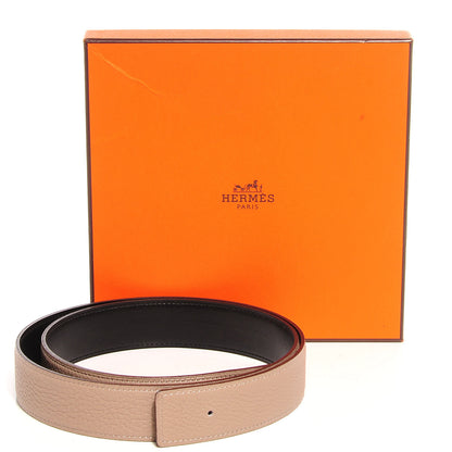 Hermes Taurillon Clemence Box 32mm Belt Strap 90 Parchemin Noir 3 of 5