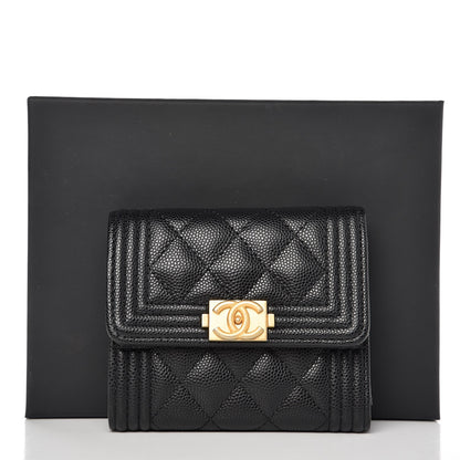 Chanel Caviar Quilted Small Boy Flap Wallet Black 9 of 9