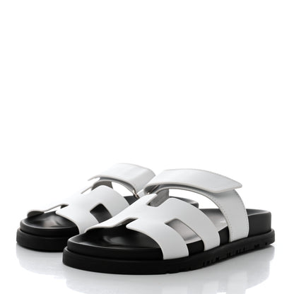 Hermes Calfskin Womens Chypre Sandals 35 White 3 of 9