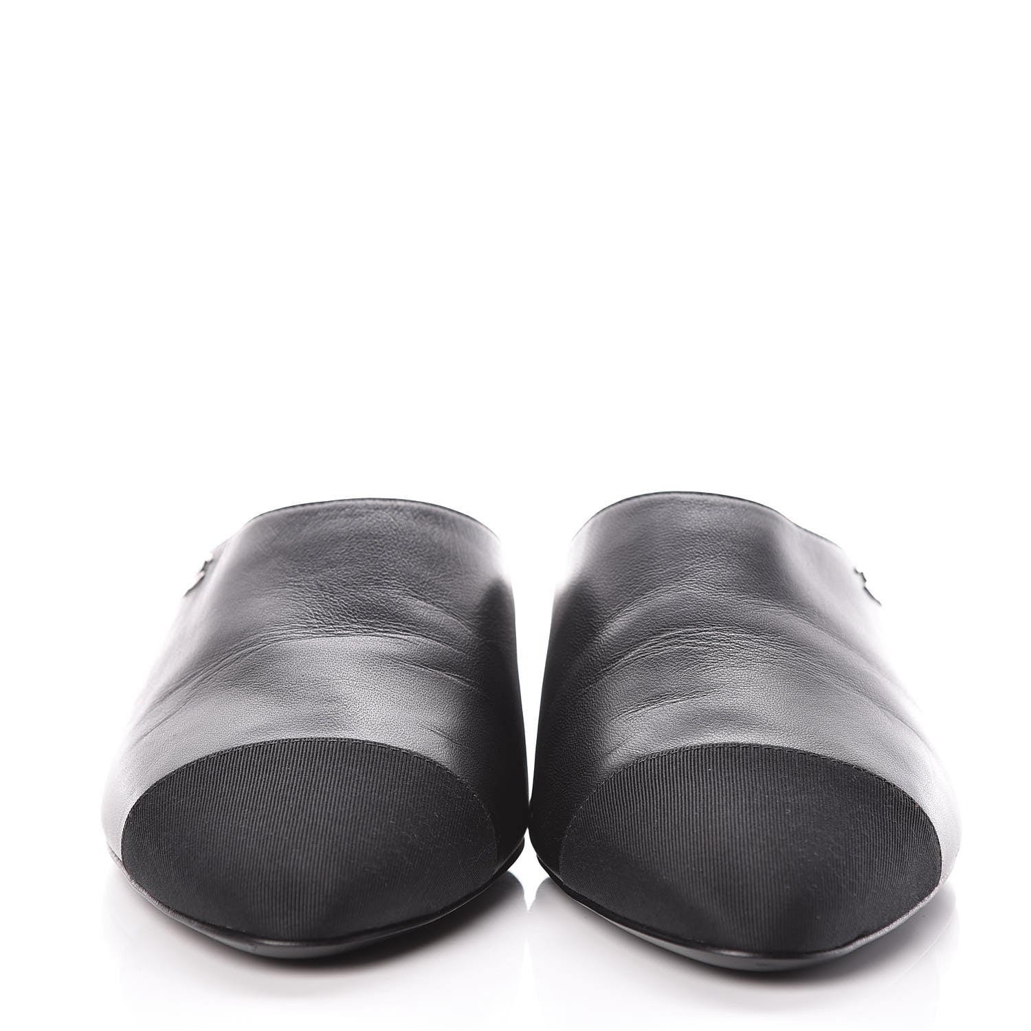 Chanel Lambskin Grosgrain Cap Toe Mules 36 Black 2 of 8