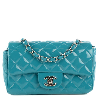 Chanel Patent Quilted Mini Rectangular Flap Turquoise 1 of 8