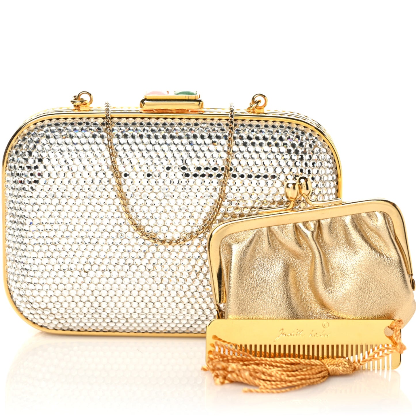 Swarovski Crystal Minaudiere Clutch Gold