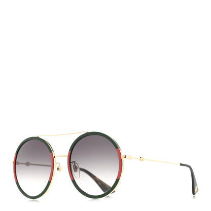 Gucci Metal Round Frame Sunglasses GG0061S Green Red 1 of 8