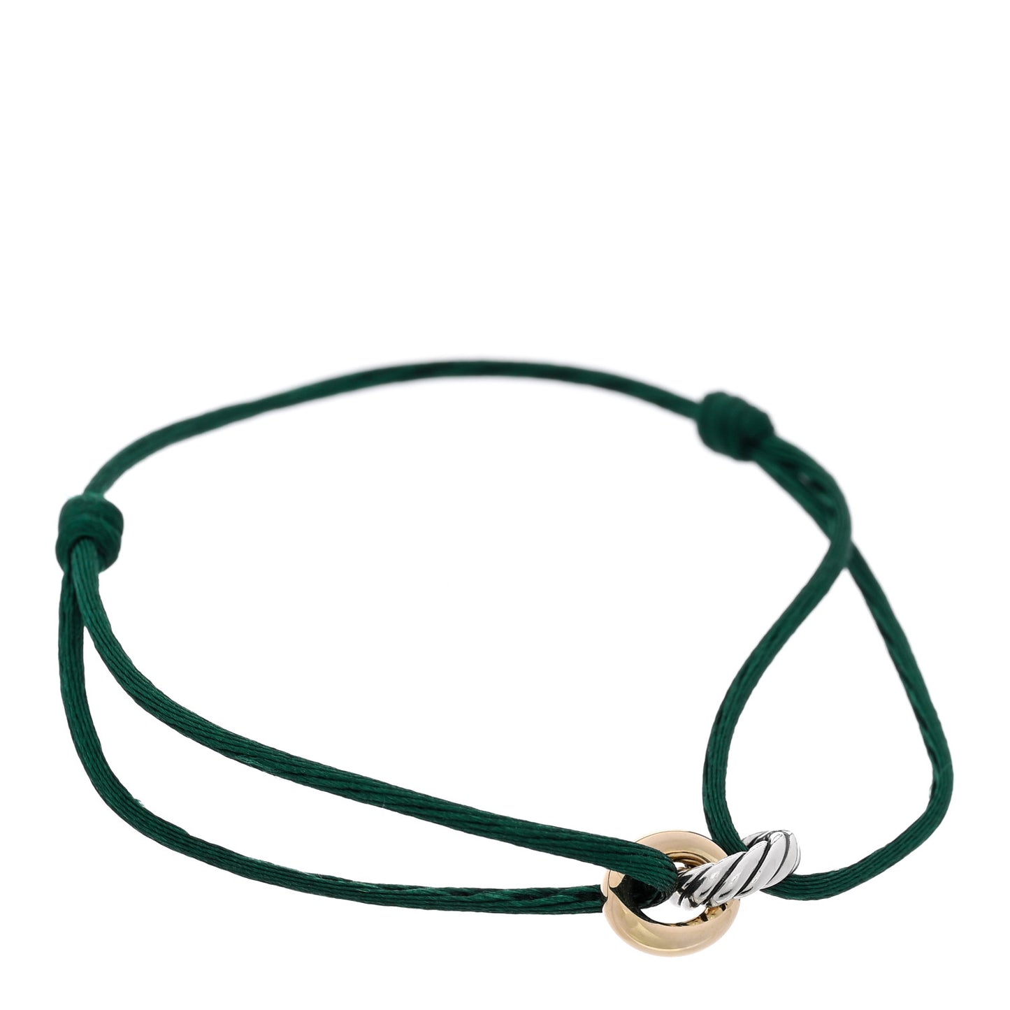 Sterling Silver 14K Yellow Gold Sculpted Cable Linked Cord Bracelet Green
