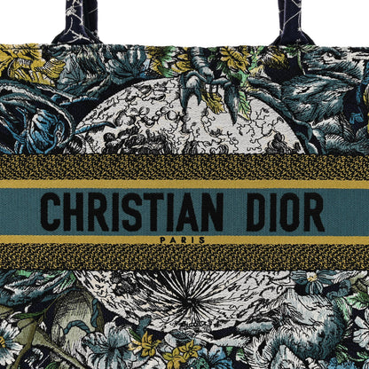 Christian Dior Canvas Embroidered Medium Zodiac Book Tote Blue Multicolor 7 of 9