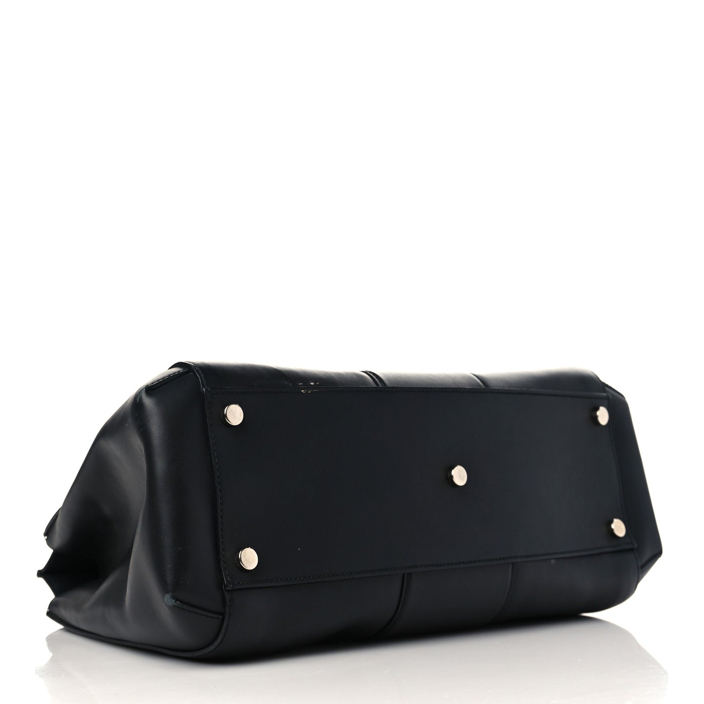 Calfskin Lady Bamboo Top Handle Bag Black