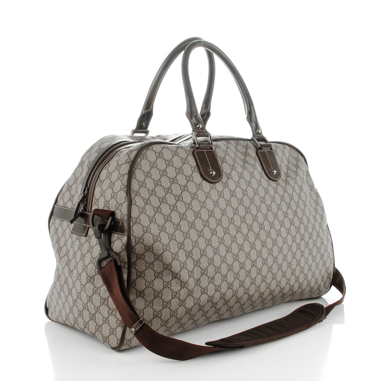GG Supreme Monogram Interlocking G Duffle Bag Dark Brown