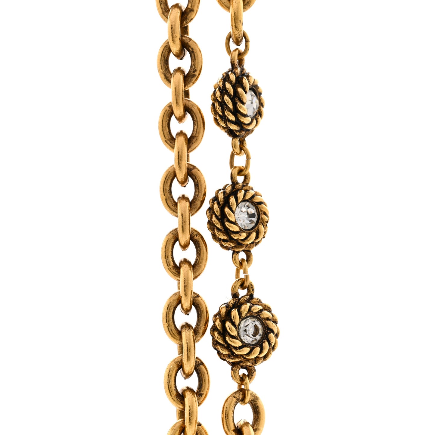 Crystal Chain Long Necklace Belt Gold