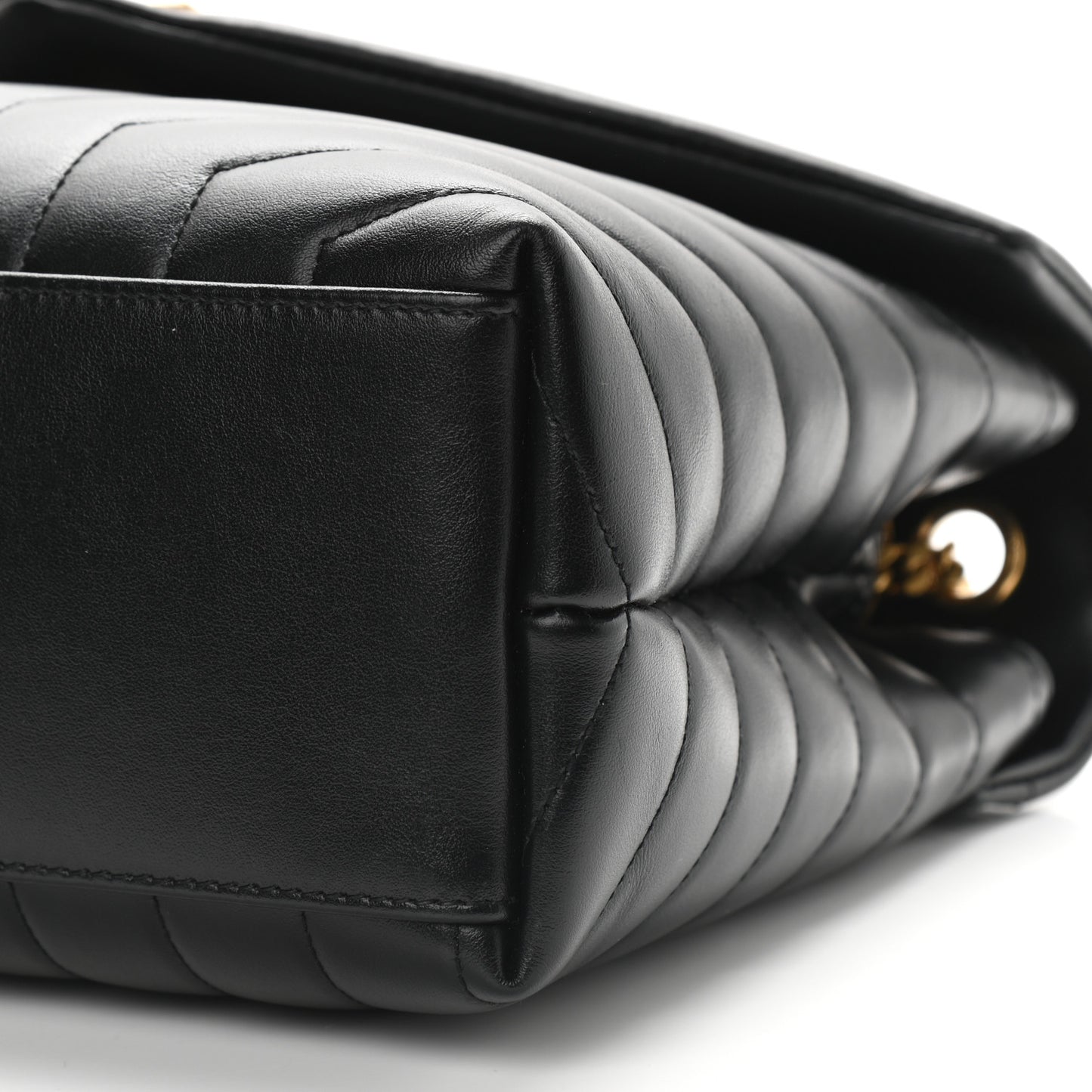 Calfskin Y Quilted Monogram Medium Loulou Chain Satchel Black