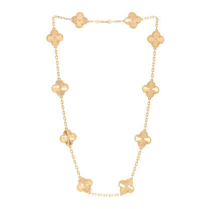 Van Cleef & Arpels 18K Yellow Gold 10 Motifs Guilloche Vintage Alhambra Necklace 3 of 6