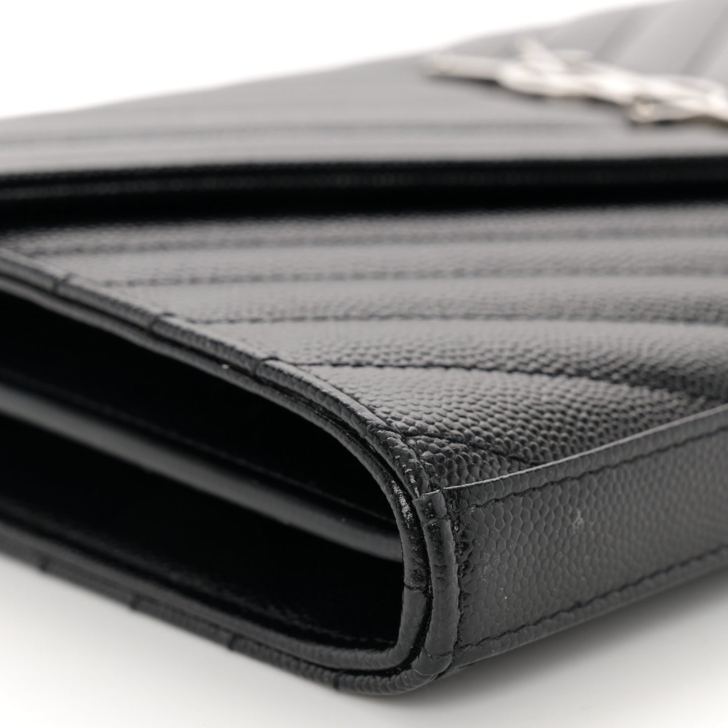 Grain De Poudre Matelasse Chevron Monogram Chain Wallet Black