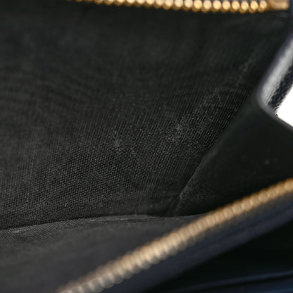 Saint Laurent Grain De Poudre Matelasse Chevron Monogram Zip Around Wallet Navy 8 of 10