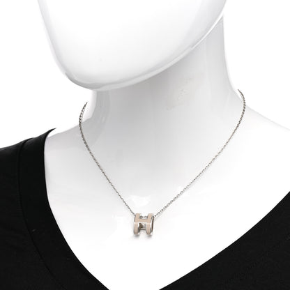 Hermes Lacquered Palladium Pop H Pendant Necklace Marron Glace 2 of 6