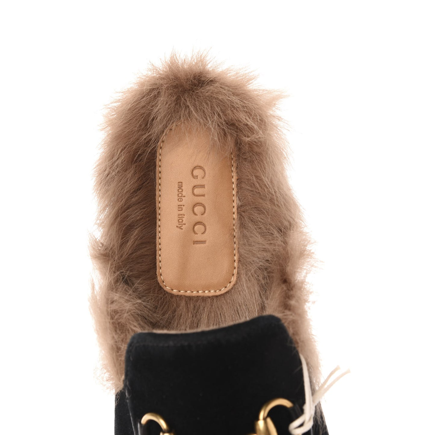 Velvet Fur Womens Princetown Slippers 35.5 Black
