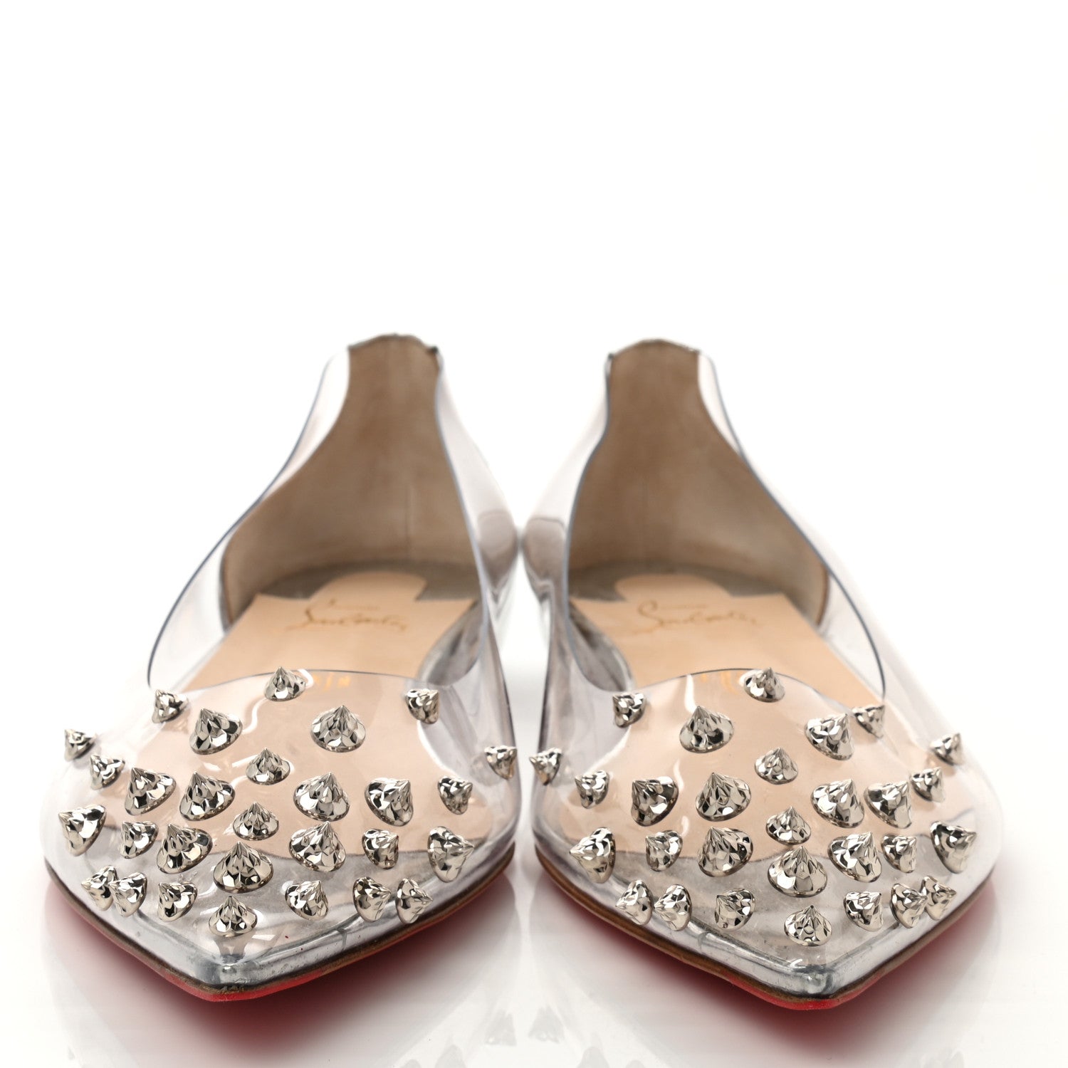 Christian Louboutin PVC Specchio Spikoo Flats 42 Silver 2 of 12