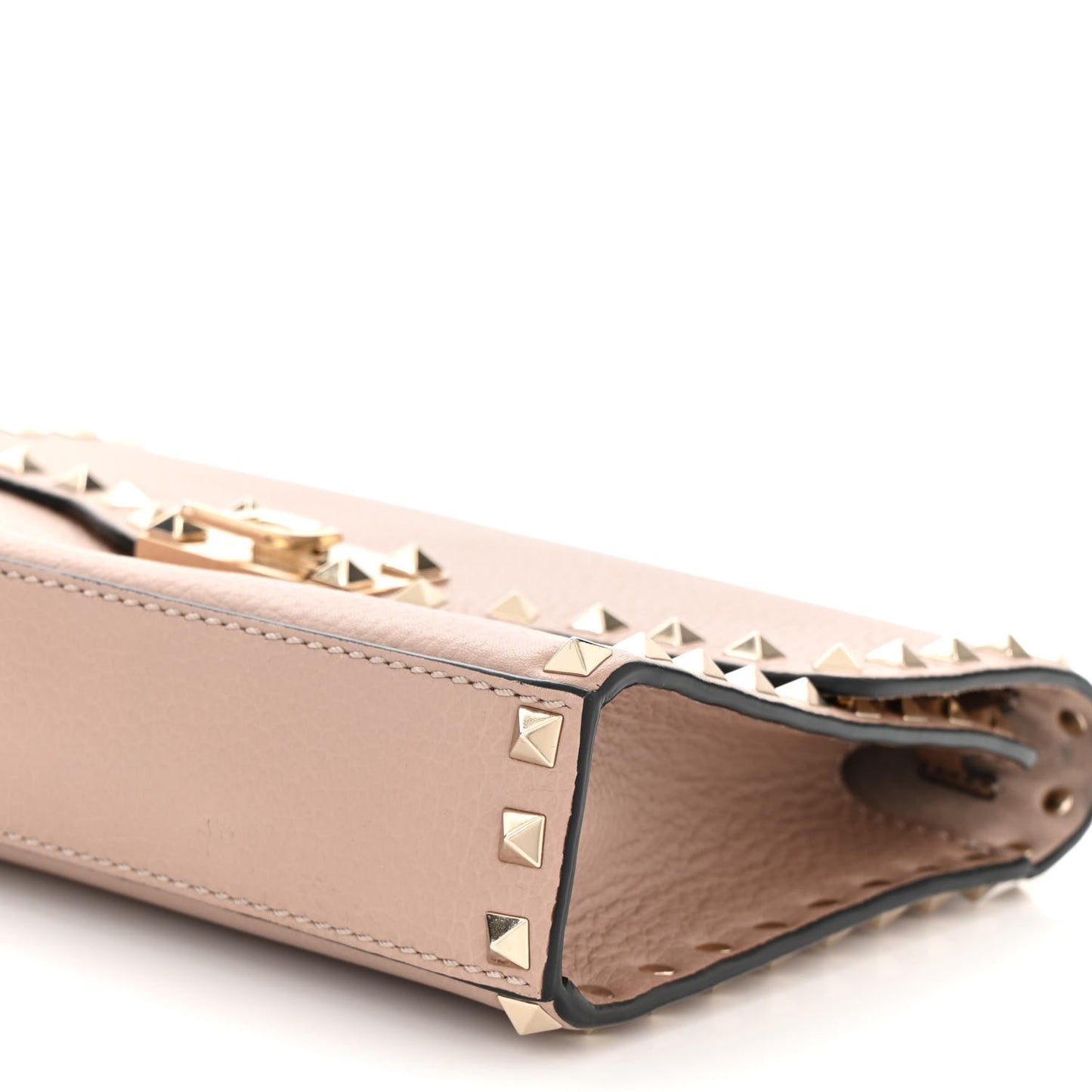 Pebbled Calfskin Medium Rockstud Flip Lock Crossbody Bag Poudre