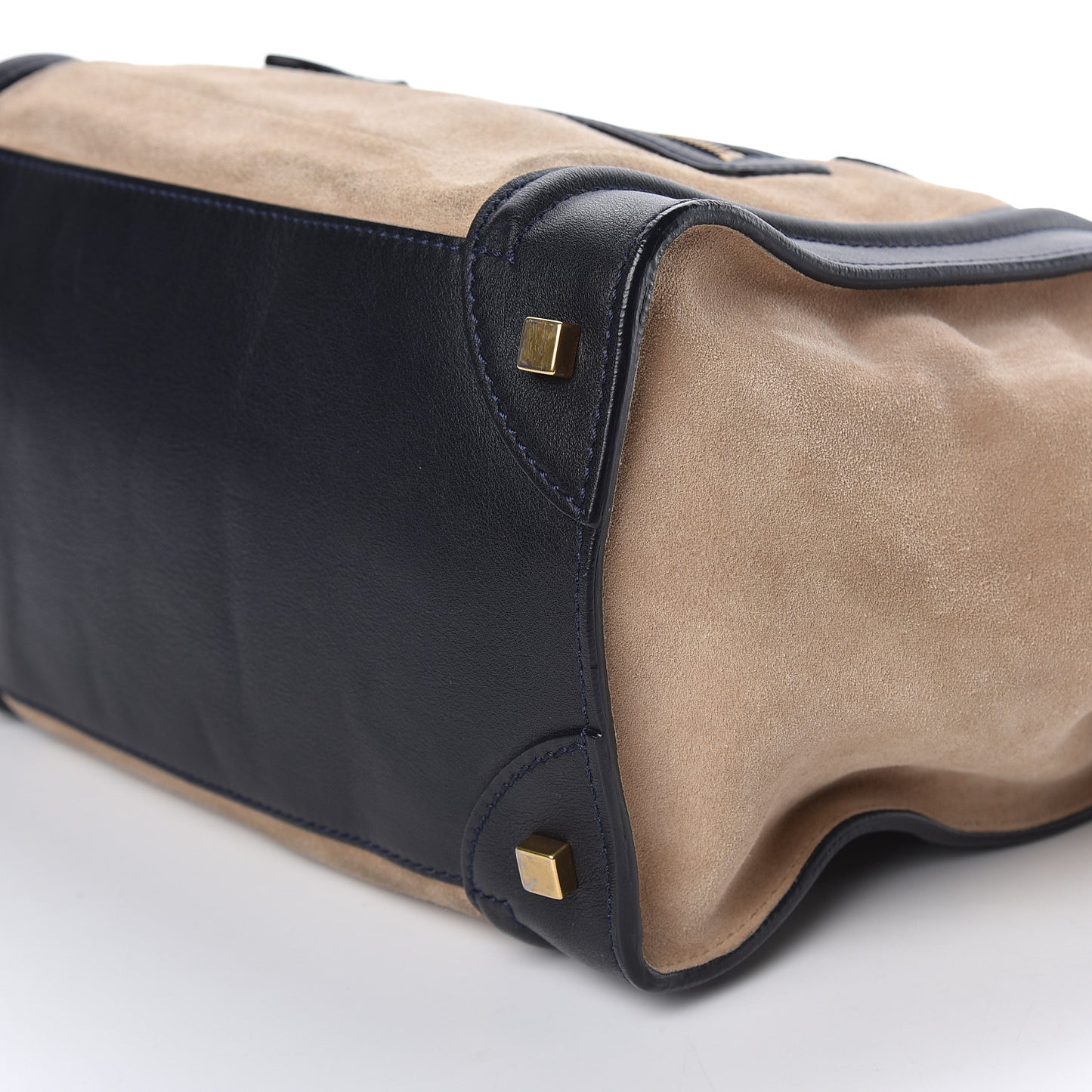 Smooth Calfskin Suede Mini Bi-Color Luggage Navy Dune