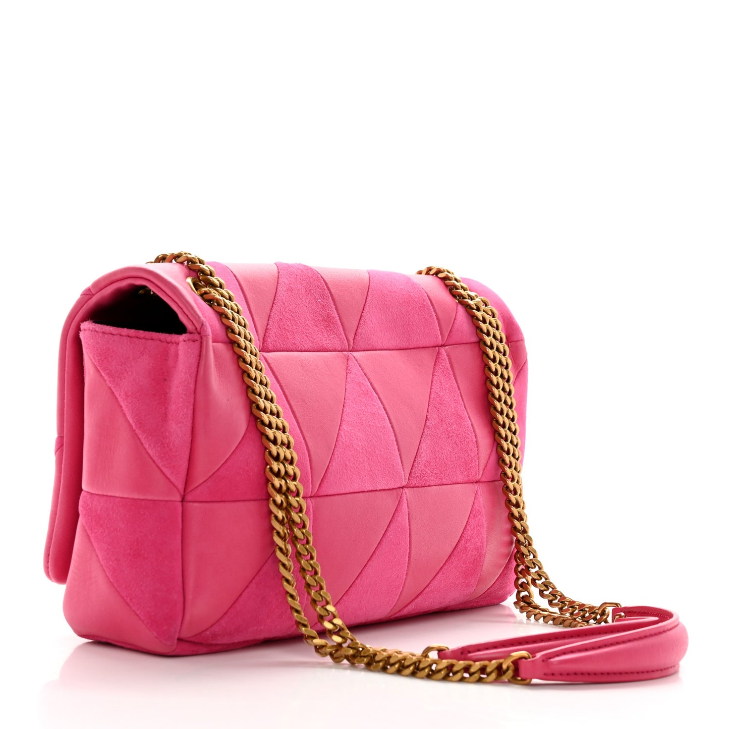Lambskin Suede Patchwork Monogram Medium Jamie Fuchsia