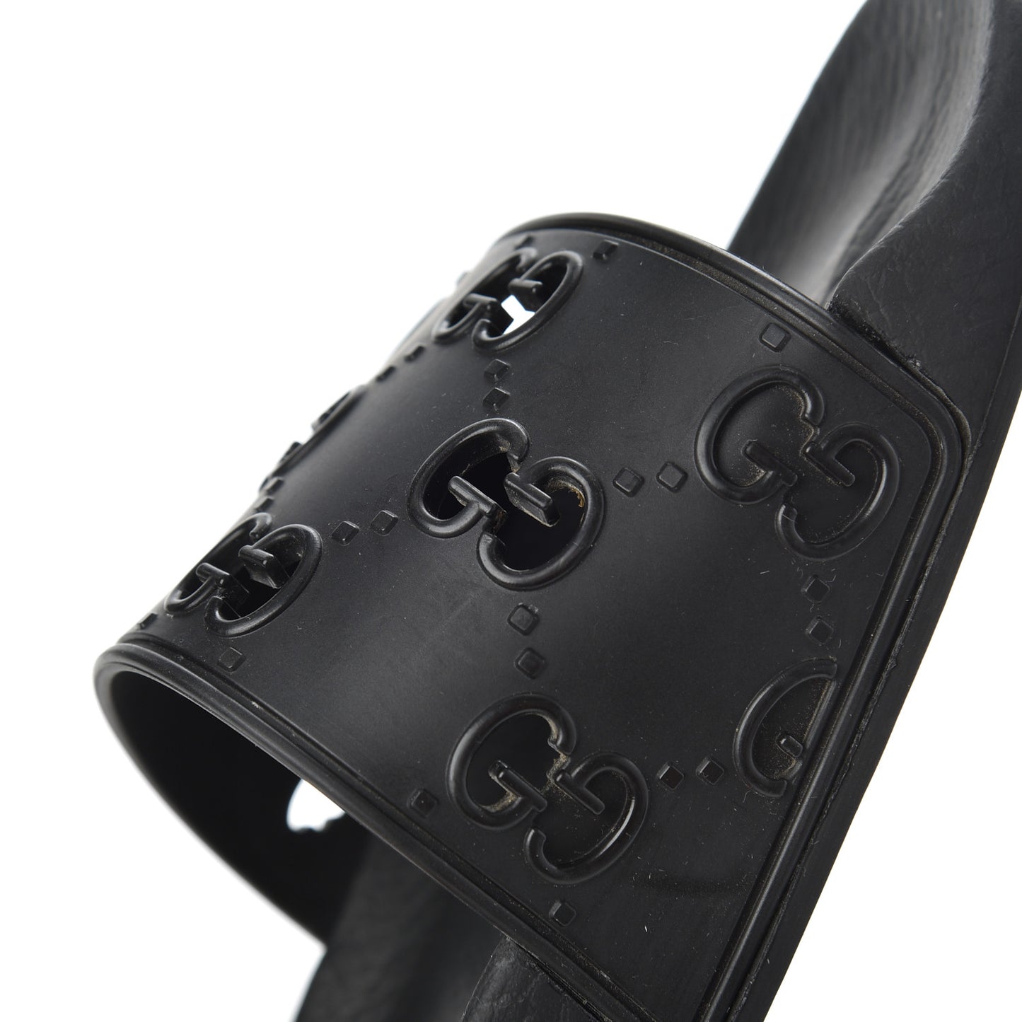 Rubber GG Monogram Mens Slide Sandals 6 Black