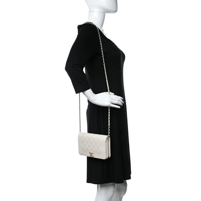 Chanel Caviar Quilted Vintage Mademoiselle Wallet On Chain WOC White 2 of 11