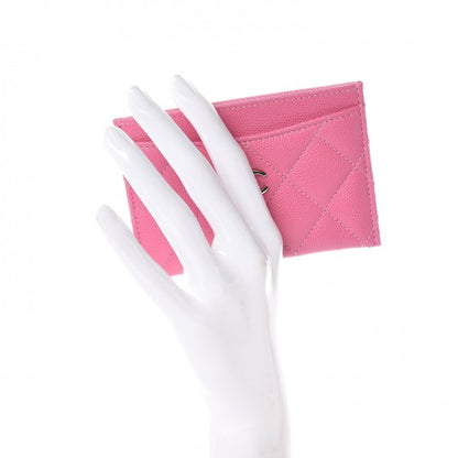 Chanel Caviar Quilted Card Holder Pink 2 of 9