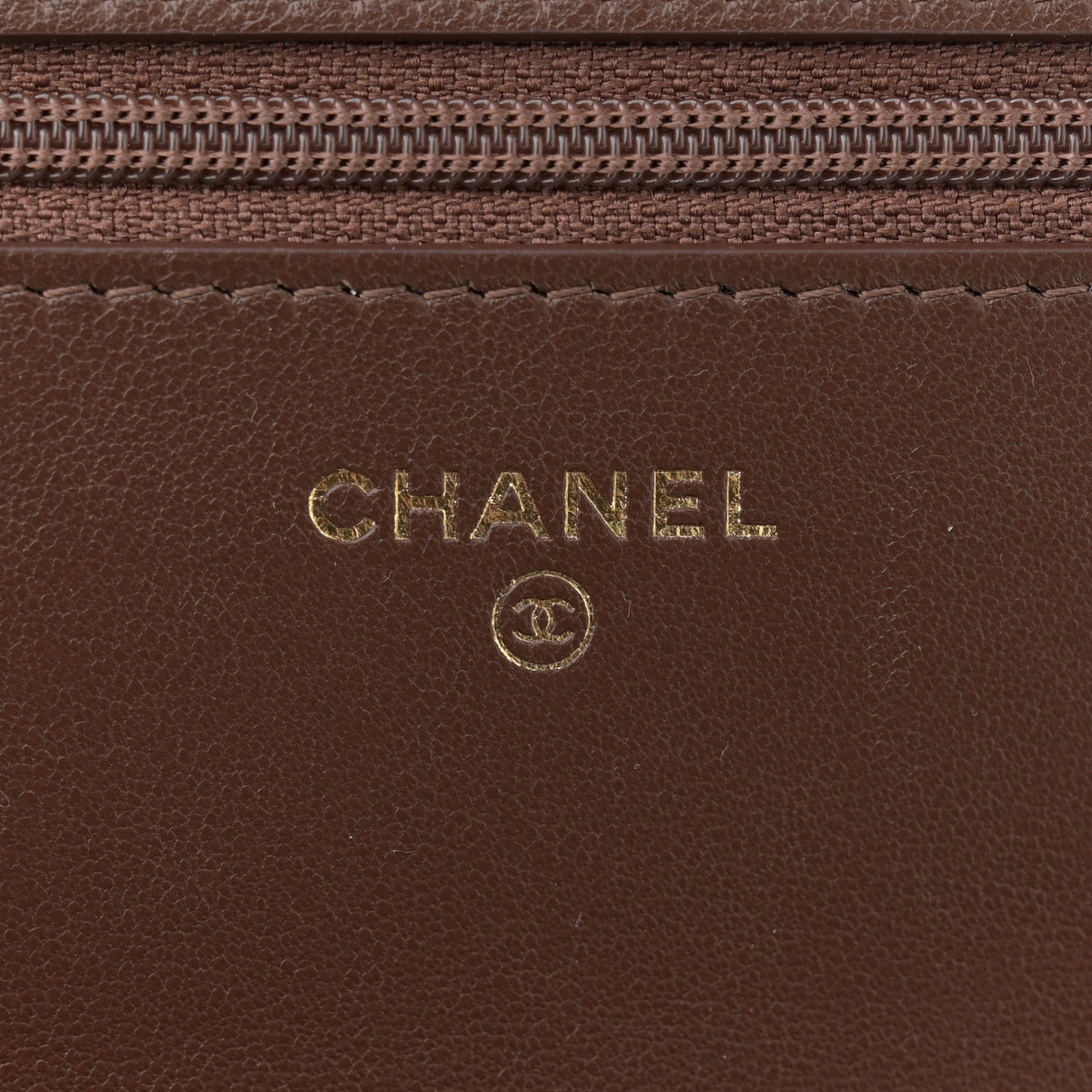 Lambskin Quilted Chanel 19 Wallet On Chain WOC Brown