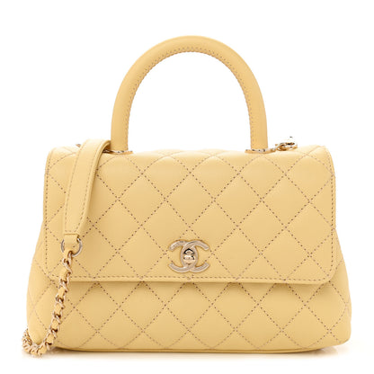 Chanel Caviar Quilted Mini Coco Handle Flap Yellow 1 of 10