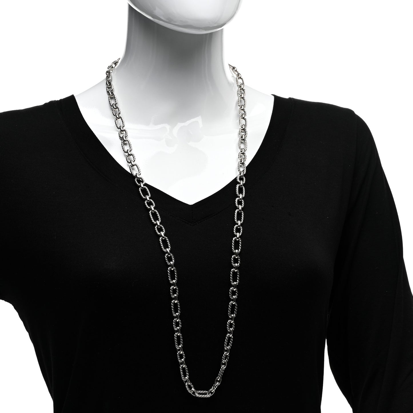Sterling Silver Blue Sapphire 9.5mm Cushion Link Chain Necklace
