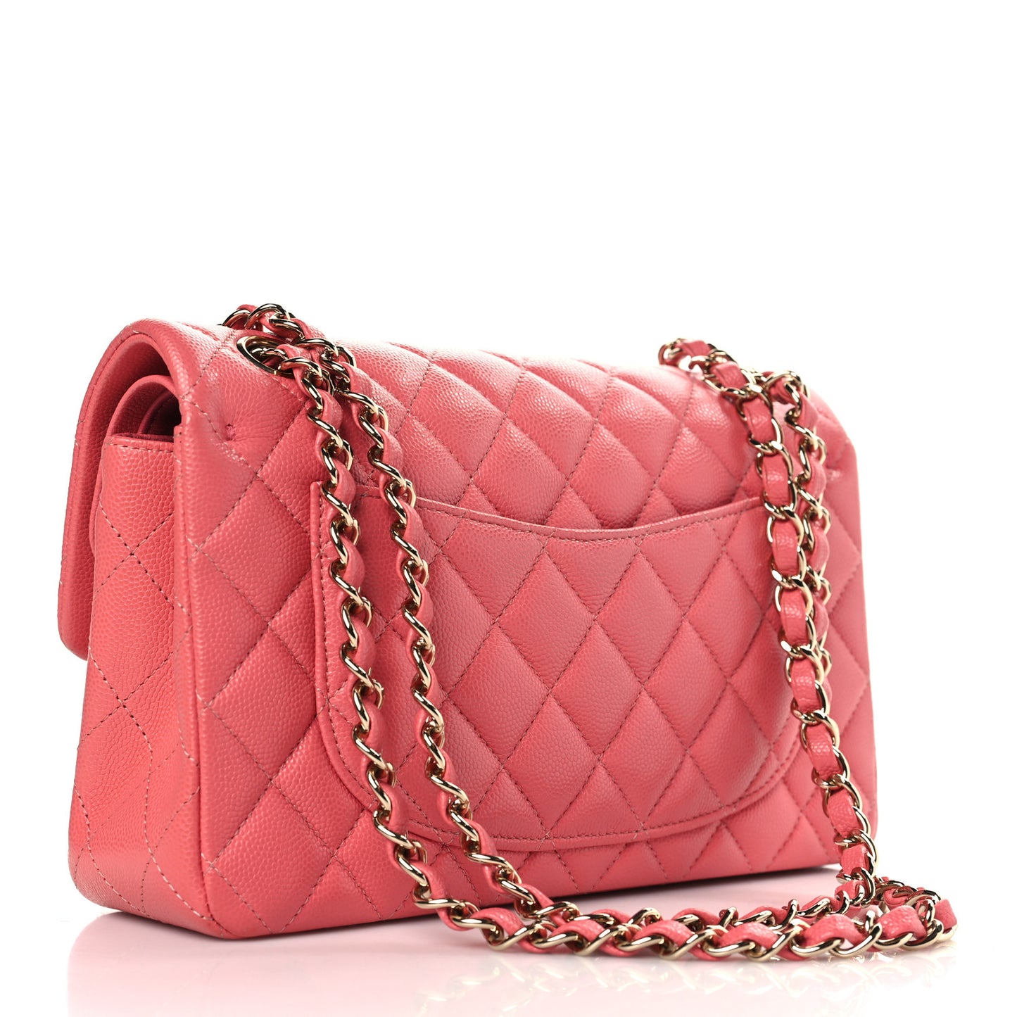 Caviar Quilted Small Double Flap Pink